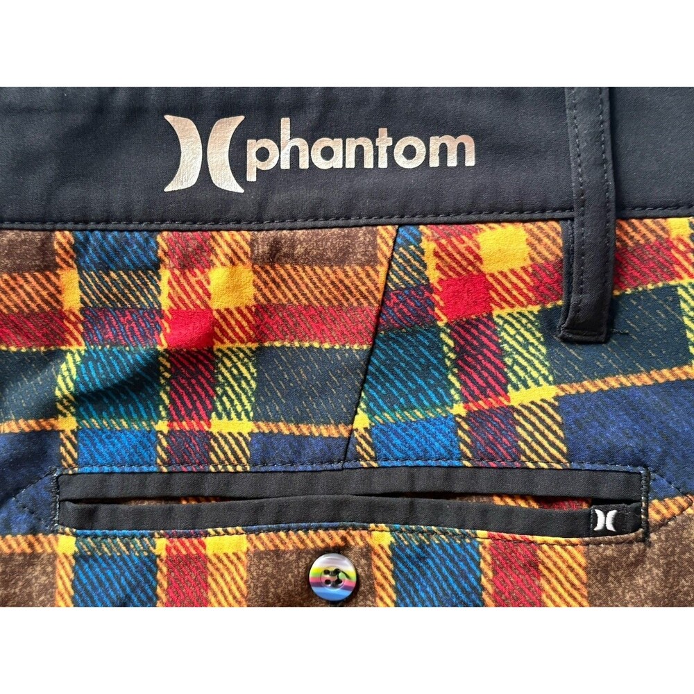 Hurley Phantom Board Shorts Men's 32 Black Red Blue Yellow Plaid - Picture 6 of 6